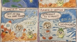Grupa II
Wyróżnienie - Dawid Kaźmierczak – Wyprawa chłopca i Marsjanka na Marsa, Neptuna i Merkurego. 
